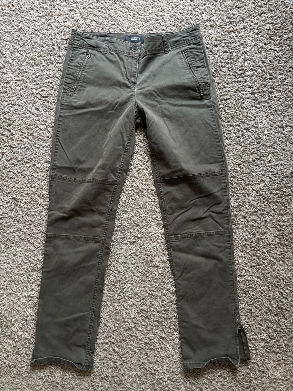 Talbots Olive Green Ankle Zip Cargo Pants